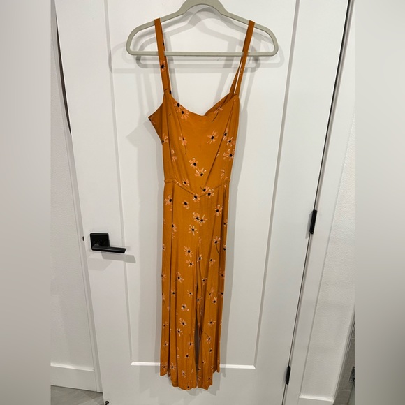 Faithfull the Brand Pants - Anthropologie Mustard Yellow Floral Jumsuit